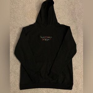 Happiness Project Sweatshirt Embroidered Suicide Awareness Black Hoodie XL Youth